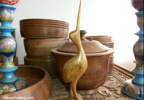 منبت کاری روی چوب گردو 